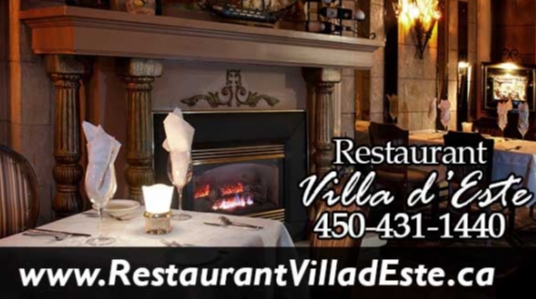 Restaurant italien, fine cuisine italienne, cave à vin, café et dessert flambé, style château d’Italie (Villa D'Este), Musicien live les vendredi et samedi, réservation de groupe